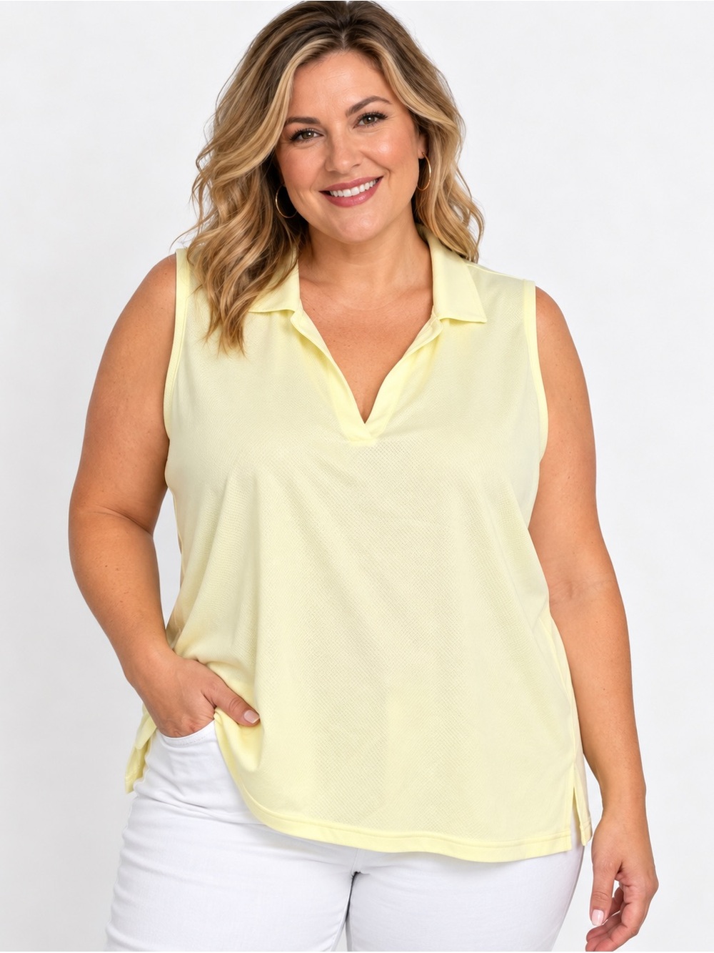 Walter Hagen Women’s XXL Yellow Sleeveless Golf Polo Top NWOT